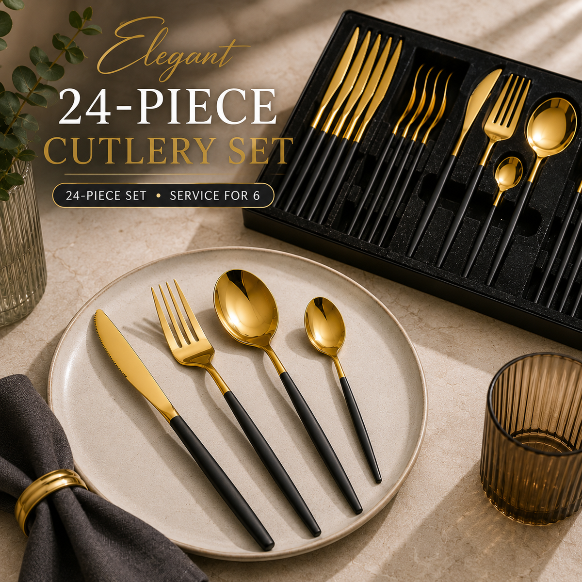 Elegant 24-Piece Stainless Steel Cutlery Gift Set