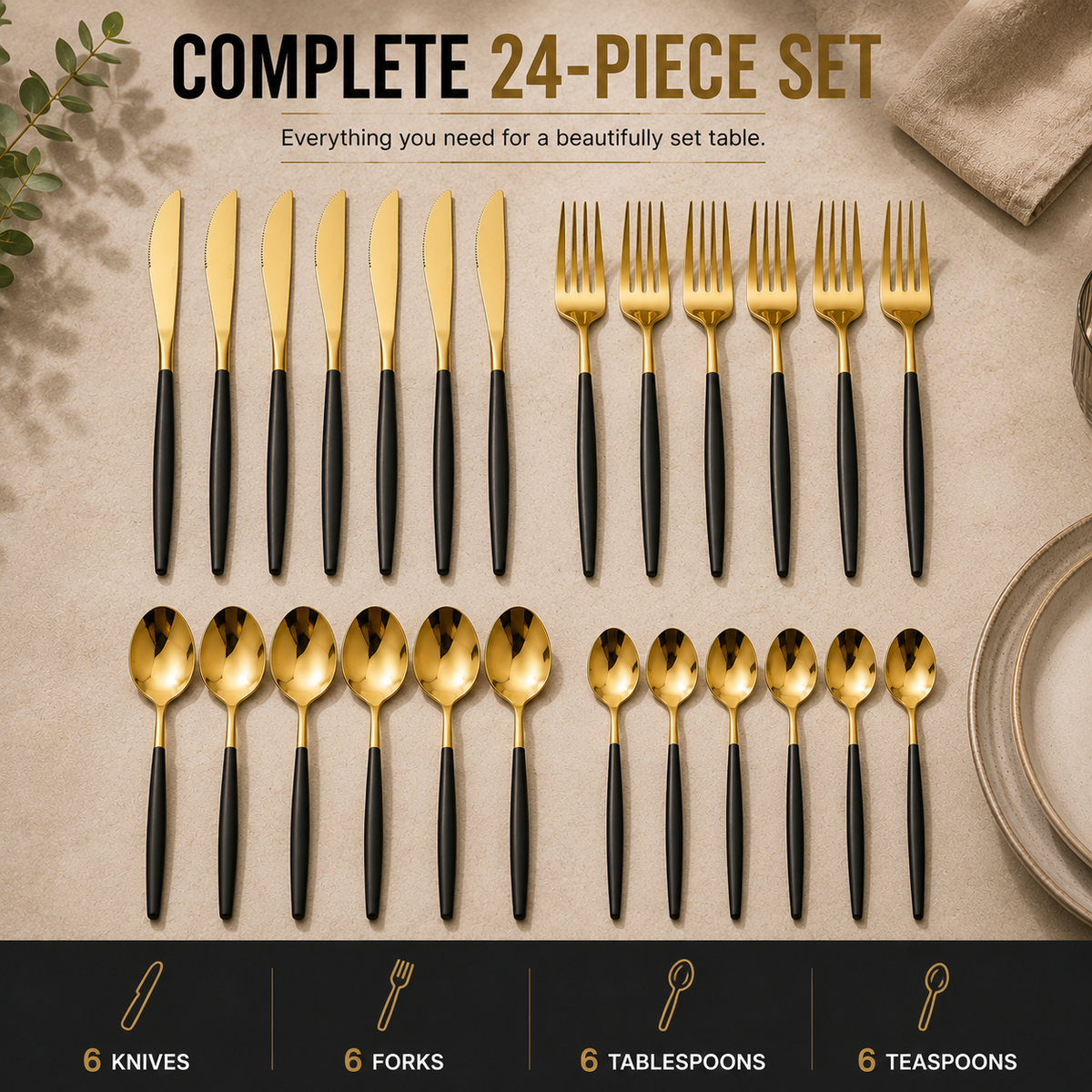 Elegant 24-Piece Stainless Steel Cutlery Gift Set