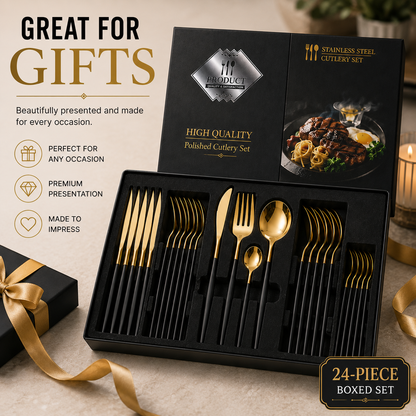 Elegant 24-Piece Stainless Steel Cutlery Gift Set