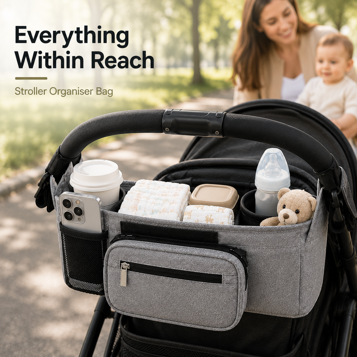 Large Multi-Pocket Baby Pram Organiser Bag