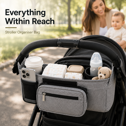 Large Multi-Pocket Baby Pram Organiser Bag