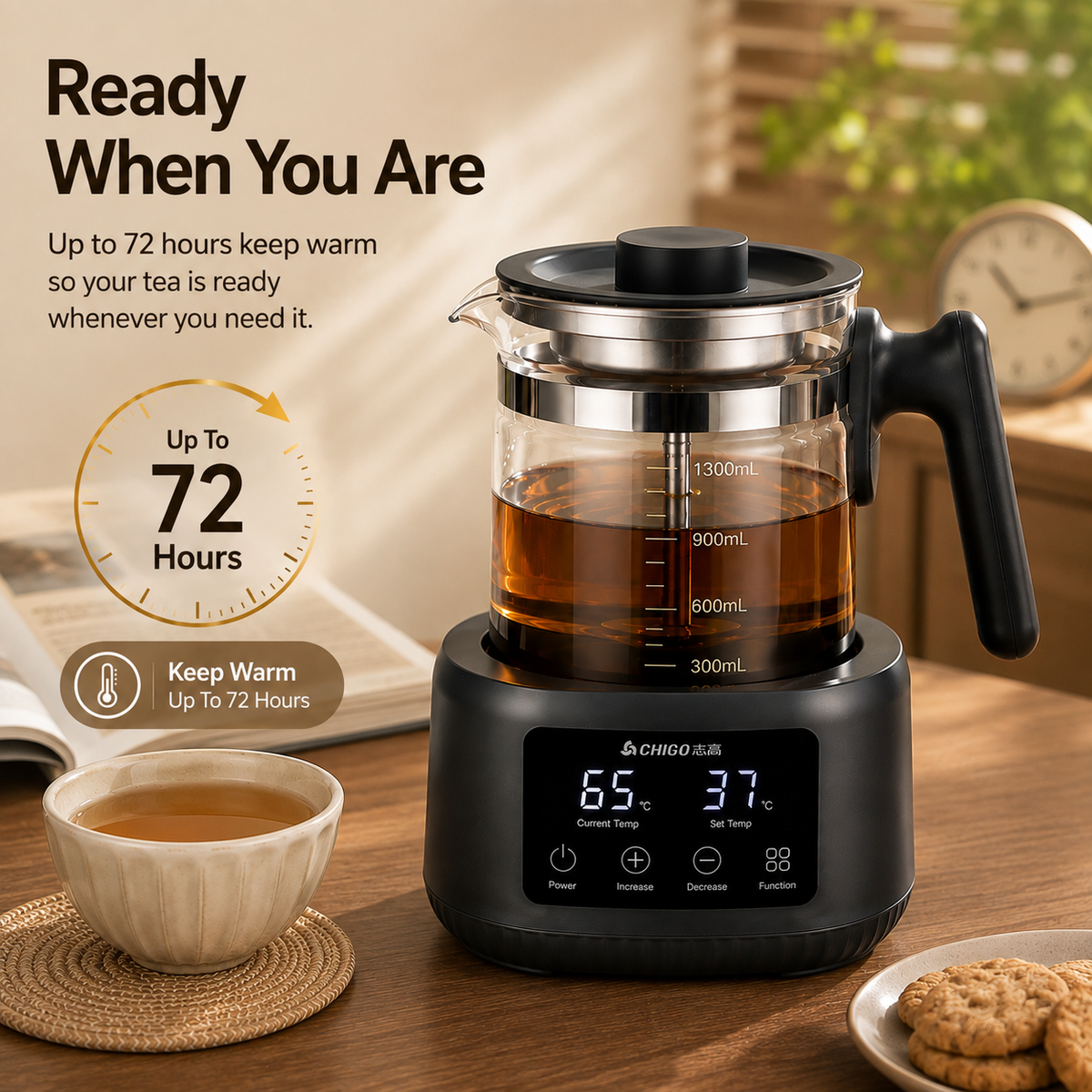 72-Hour Keep Warm 1.3L Temperature Control Electric Kettle