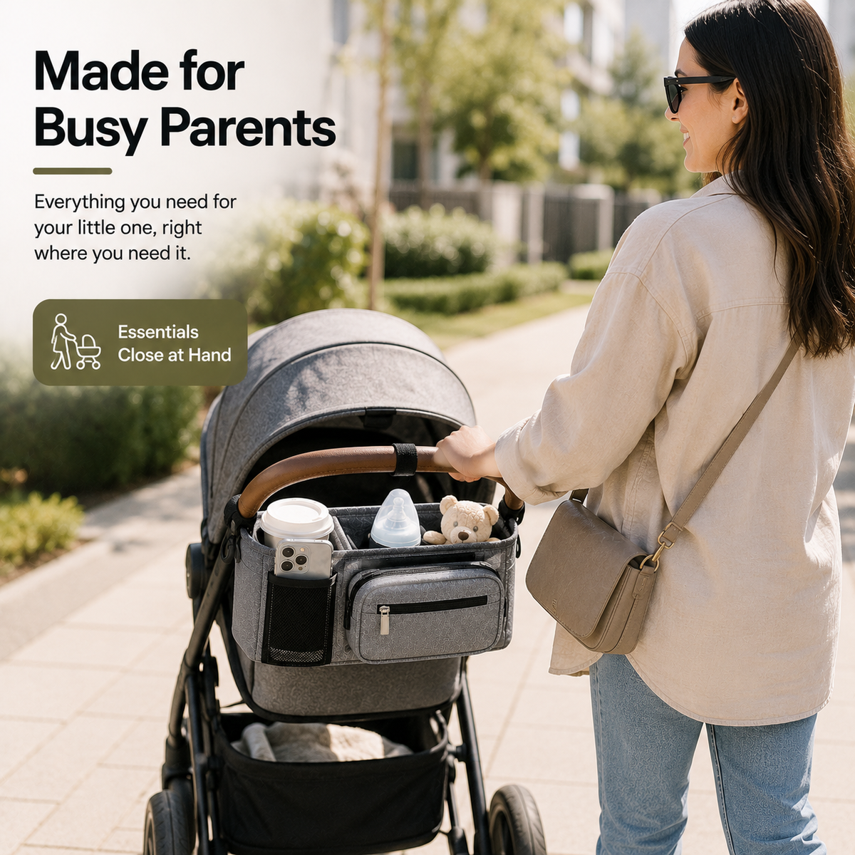 Large Multi-Pocket Baby Pram Organiser Bag