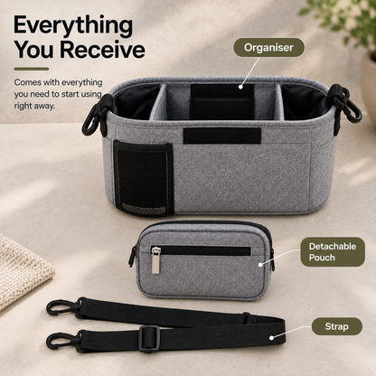 Large Multi-Pocket Baby Pram Organiser Bag