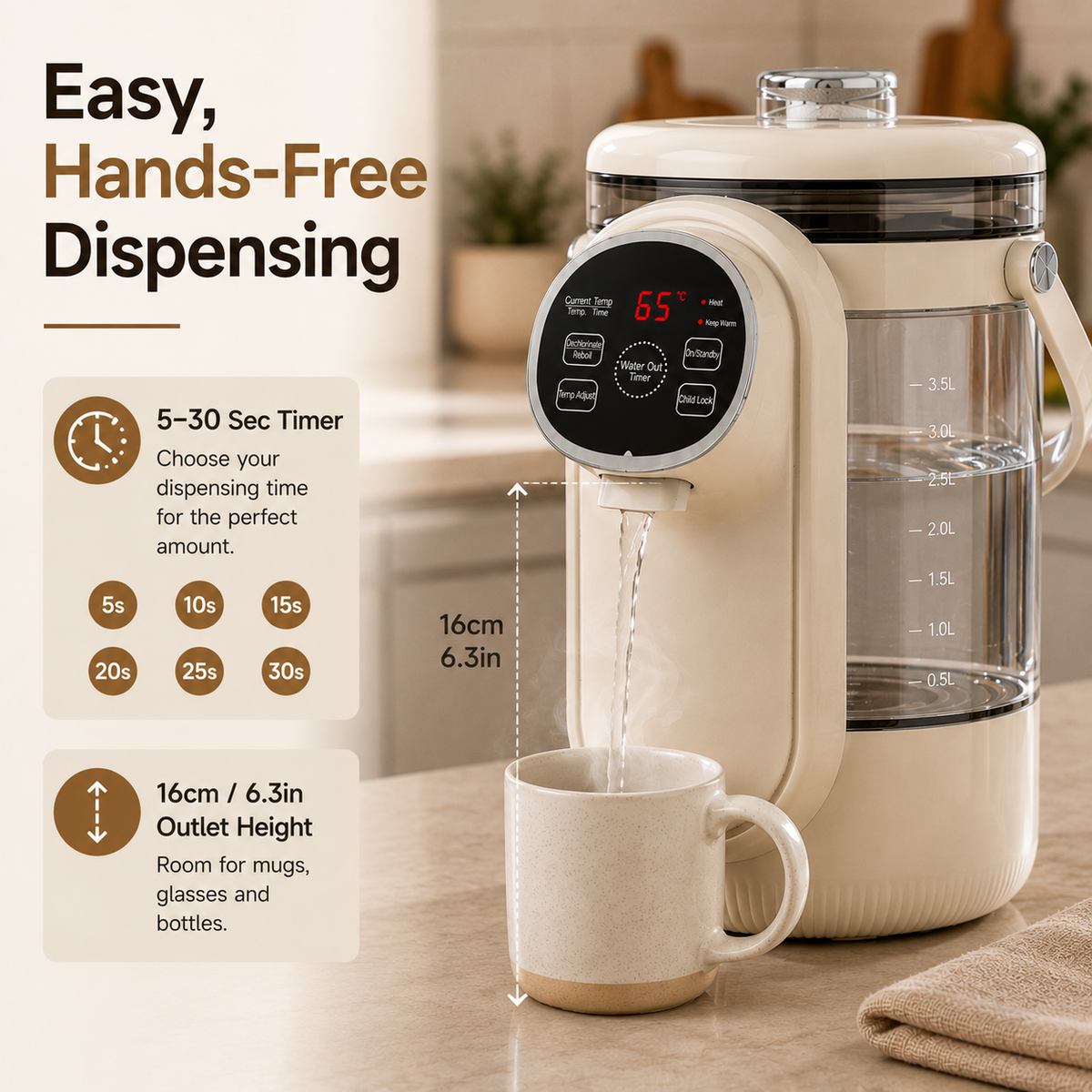 Electric Hot Water Dispenser – 12 Temperature Settings & Keep Warm