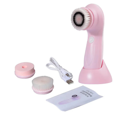 3 IN 1 Electric Facial Cleaner Face Cleansing Brush Wash Machine Spa Skin Care Massager Blackhead Cleaning Charging