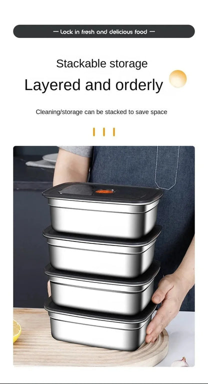 Stainless Steel Camping Lunch Box Sealed Leak-proof Bento Box Microwave Suitable Large Capacity Refrigerator Freezer Storage Box