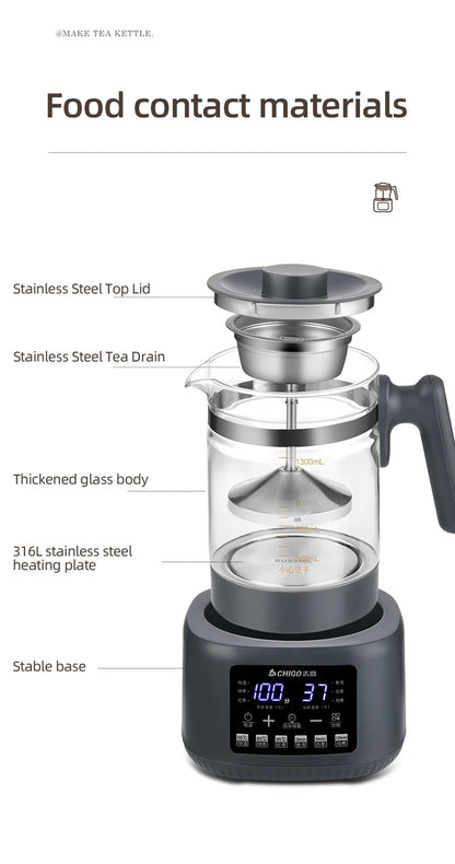 1300ml Steam Spray Tea Kettle Baby Constant Temperature Milk Regulator Multifunctional Electric Kettle 72h Thermostatic Kettle