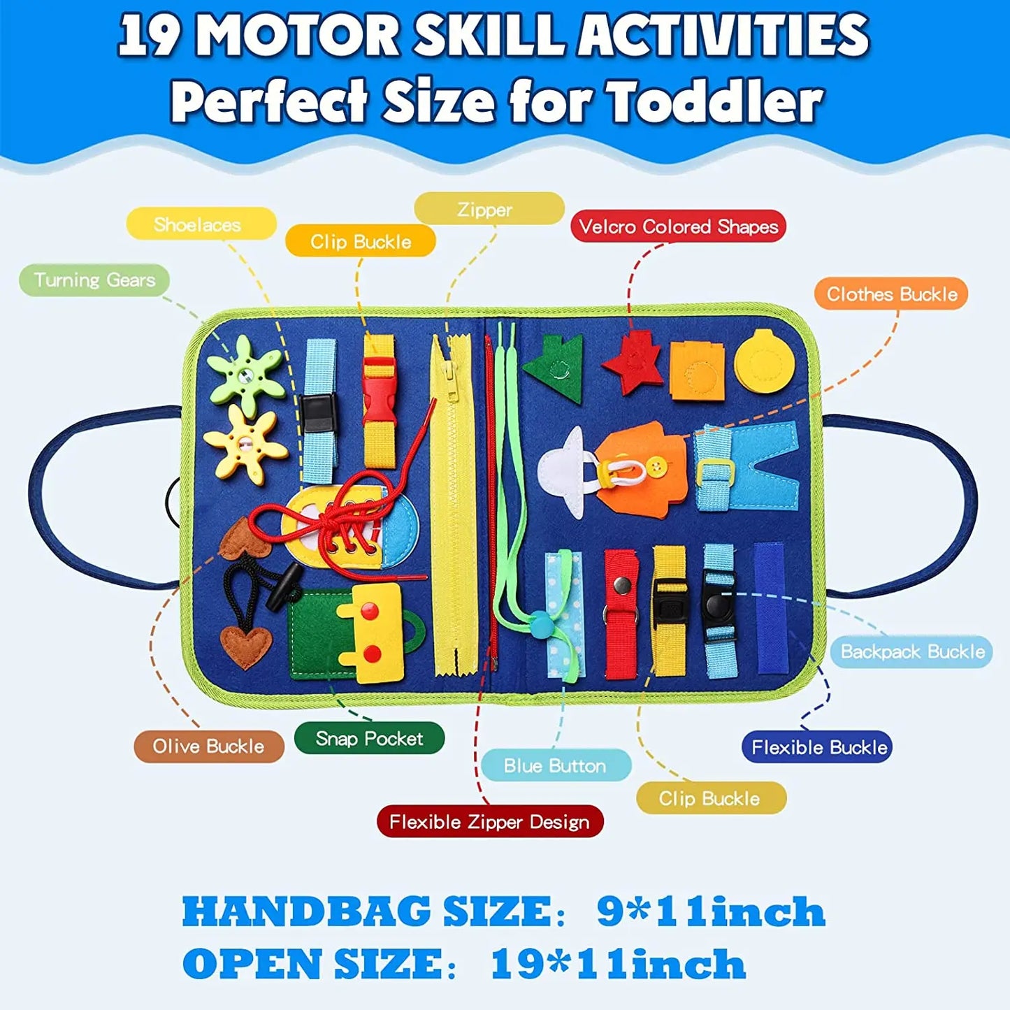 Montessori Toys Busy Board Sensory Activity Developing Board for Motor Skills,Learning Board for Toddlers  Birthday gift