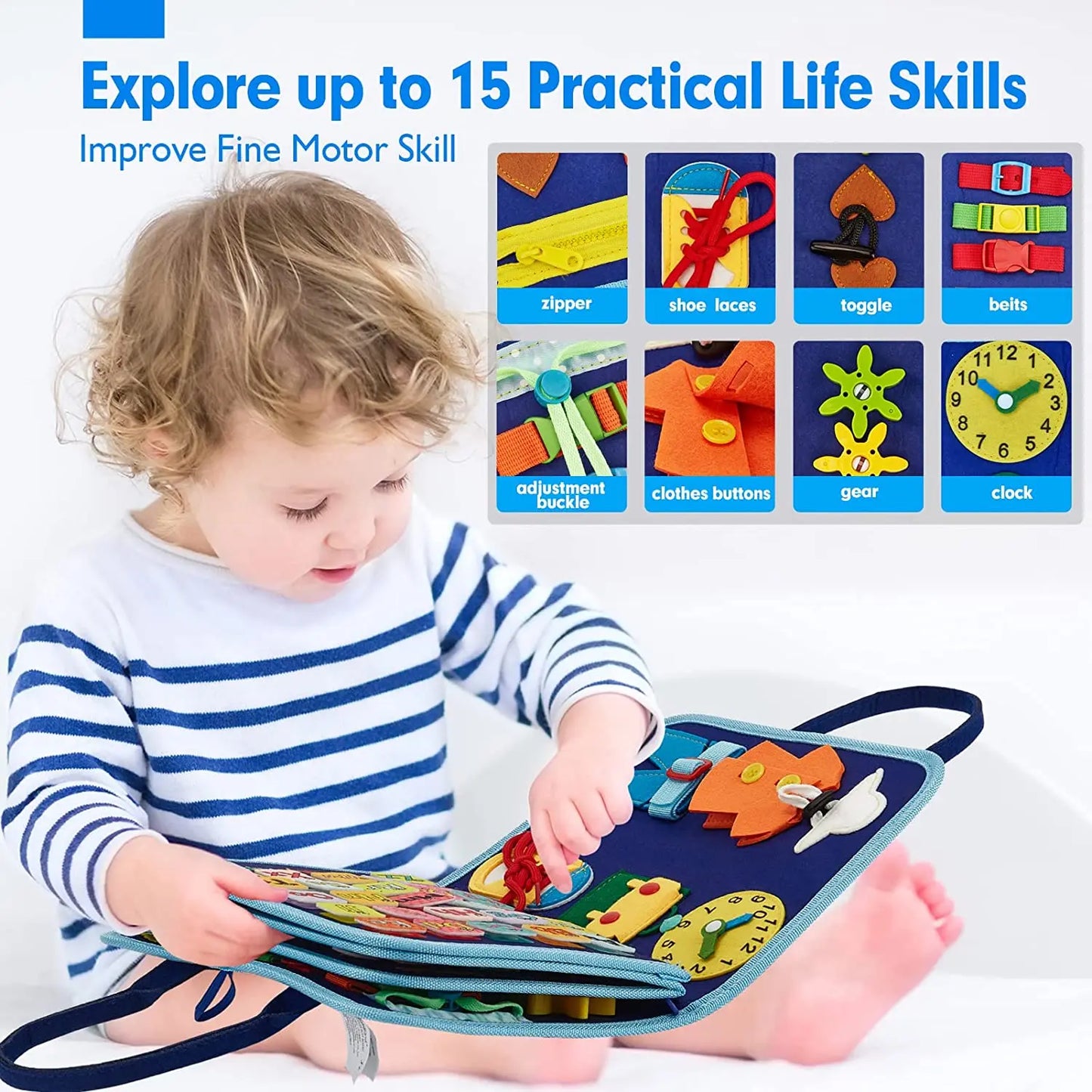 Montessori Toys Busy Board Sensory Activity Developing Board for Motor Skills,Learning Board for Toddlers  Birthday gift