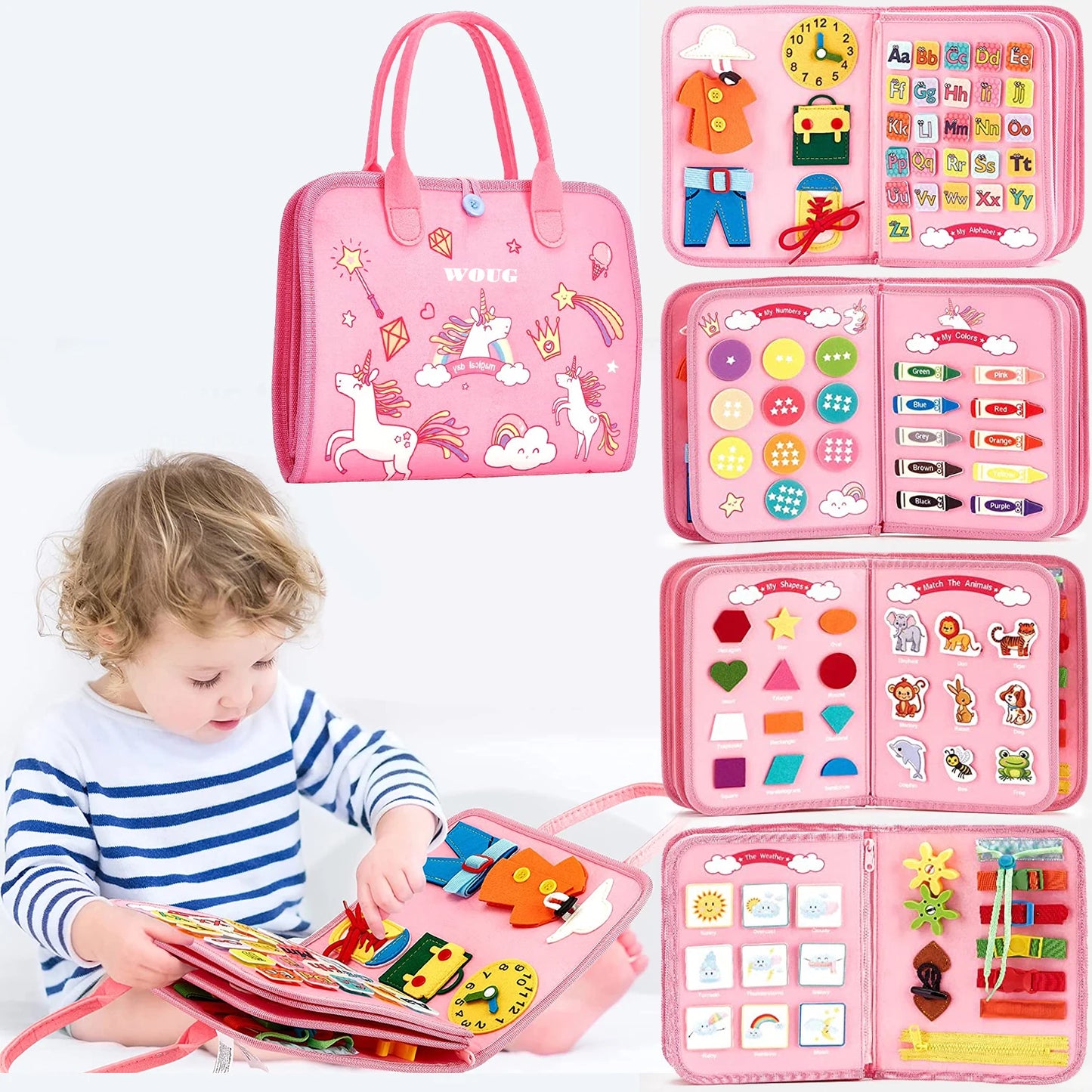 Montessori Toys Busy Board Sensory Activity Developing Board for Motor Skills,Learning Board for Toddlers  Birthday gift