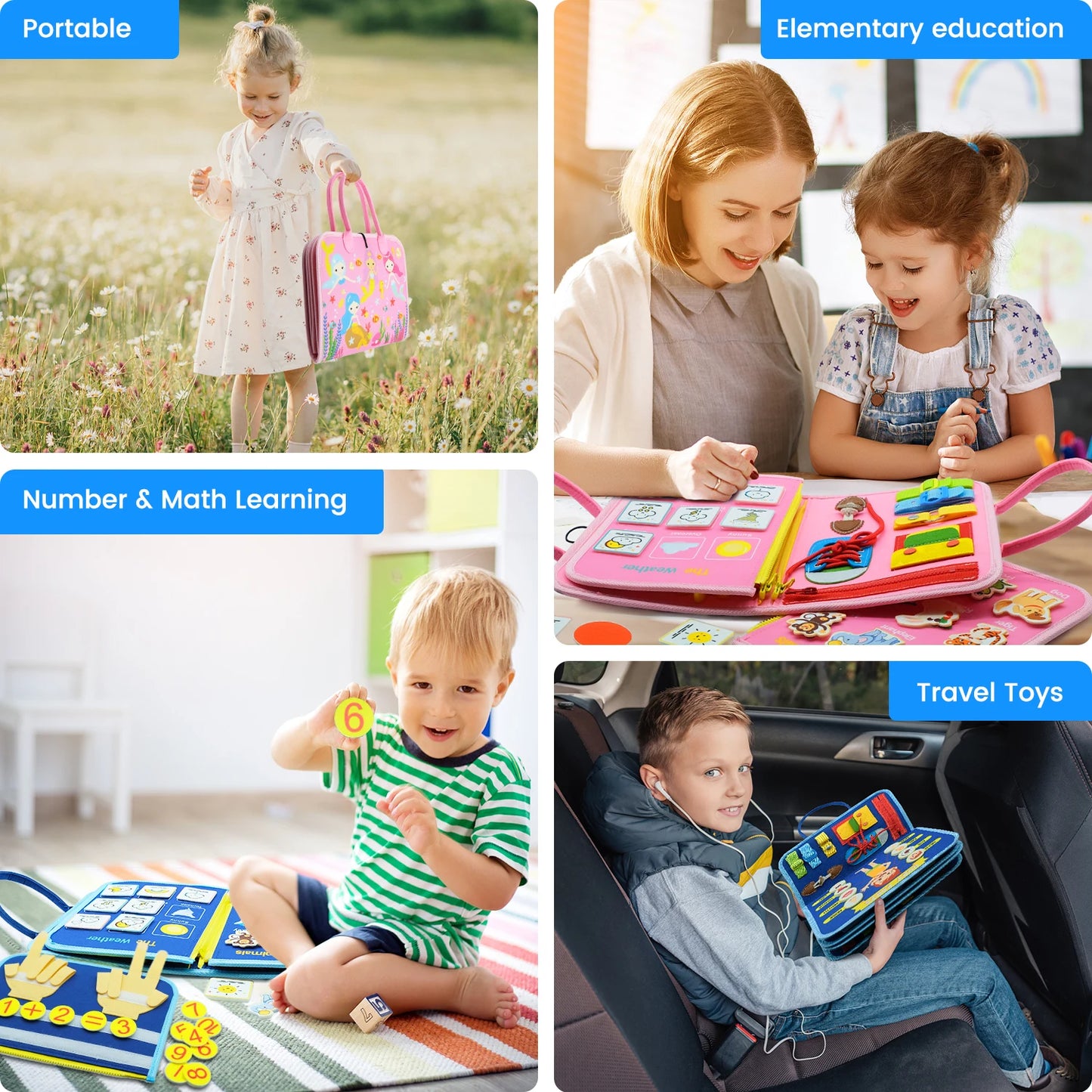 Montessori Toys Busy Board Sensory Activity Developing Board for Motor Skills,Learning Board for Toddlers  Birthday gift