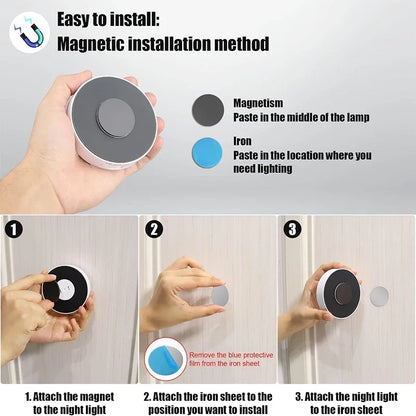 2~6 Pack Motion Sensor LED Night Light USB Rechargeable 3 Color Night Lamp Cabinet Wardrobe Lamp Staircase Wireless Closet Light